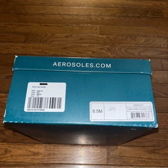 Aerosoles Leather Harley Heel Sandals Tan Wheat Gladiator Straps Women’s 8.5 - Picture 12 of 13